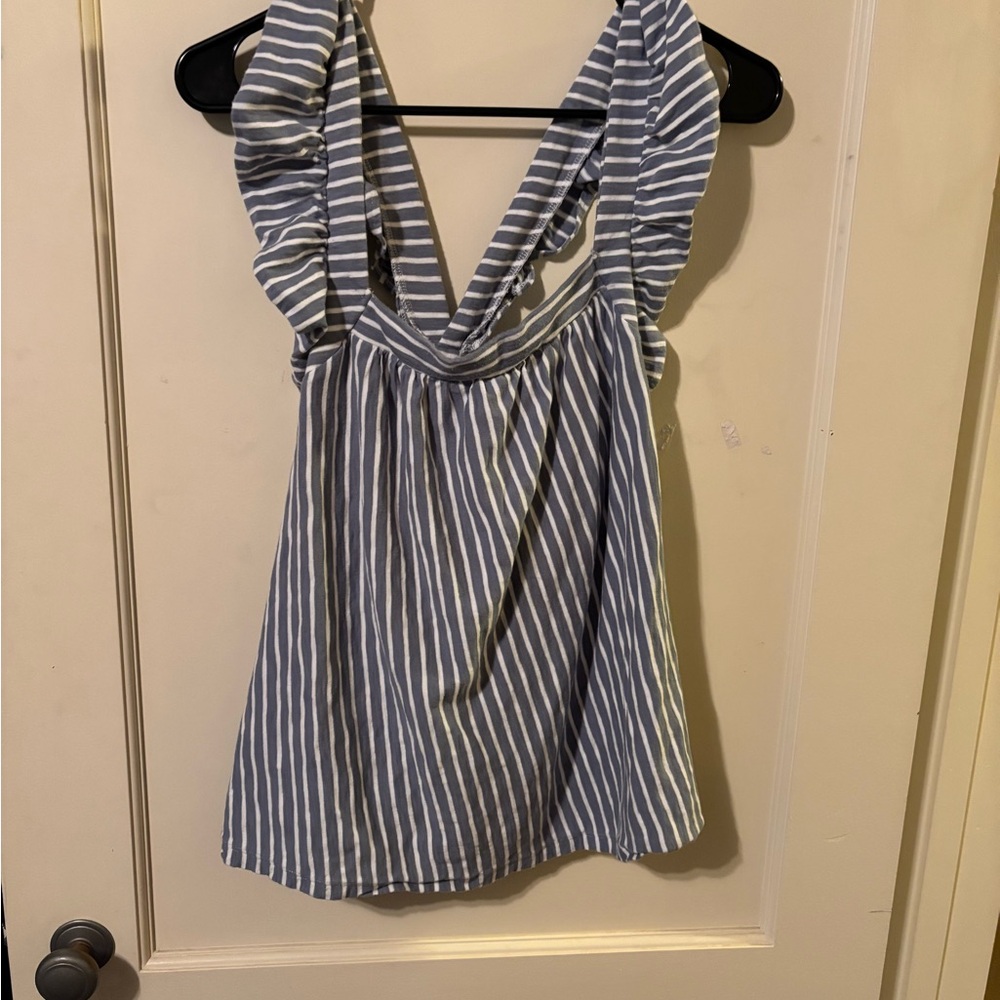 LC Lauren Conrad Blue and White Striped Top